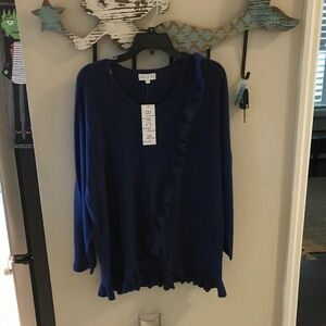 New Burch NY women’s Navy  ruffle sweater